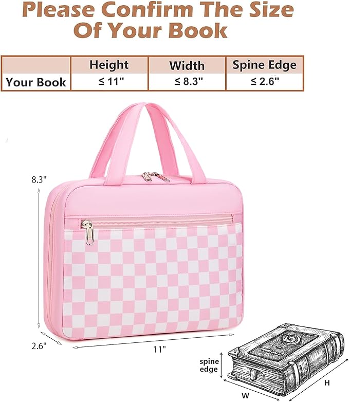 Octsky Bible Cover Case for Women Girls for Medium and Large Bibles, Checkered Pink