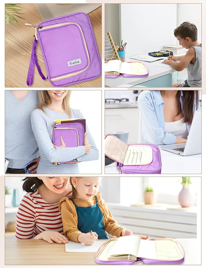 Bible Cover Case for Women, Large Bible Book Cover with Zippered Pockets for Study Accessories, Bible Tote Bag for Church, Study, Travel, for Women Lady Teen Girls Purple