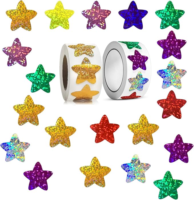 Small Star Stickers 1000Pcs 1" Diameter for Reward, Arts and Crafts and Home Supplies Planner