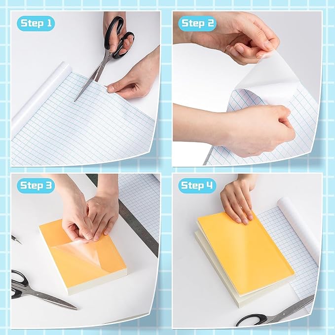 Clear Contact Paper Roll, 17.7in x 5ft Self-Adhesive Vinyl Covering Peel and Stick for Books, Shelves, Documents, Drawers & Crafts – Waterproof, Removable & Easy to Apply