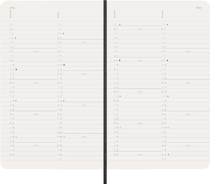 Moleskine Classic 12 Month 2026 Monthly Planner, Soft Cover, Large (5" x 8.25"), Black, 128 pages