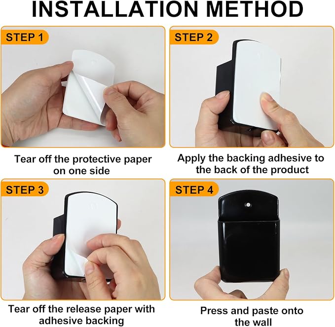 2 PCS Self Adhesive Remote Holder Wall Mount Control Holders Small Wall Mounted TV Remote Bracket Air Conditioner and Pen Organizers and Accessories for Home Office School (Black)