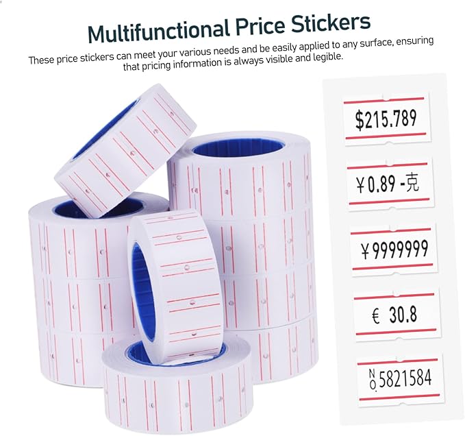 KALLORY 10Rolls Self Adhesive Price Labels Strong Adhesion Pricing Stickers for Retail Stores Small Businesses Usage Efficient Price Marker Labeler Tags