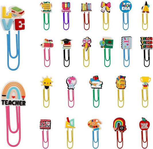 24PCS Back to School Teacher Gifts Supplies,Cute Paper Clips Thank You Teacher Gifts Paperclip Bookmark,End of Year School Office Supplies for Teachers for Graduation Christmas