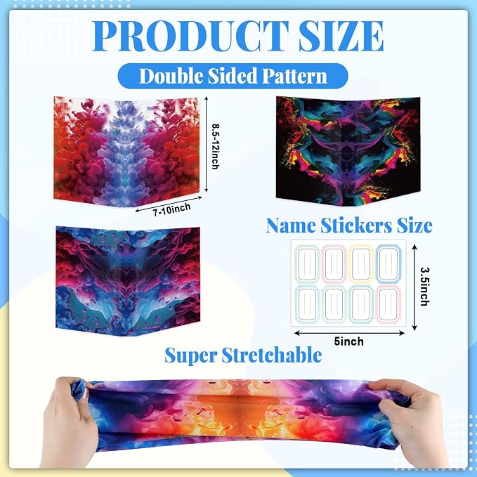 Jumbo Book Covers 7 Pack Reusable Fabric Book Cover Protective Book Covers 9x11inch Ink Splash Stretchable Book Sleeve Cover with Label Sticker for Most Hardcover Books Up to 10x12.5inch