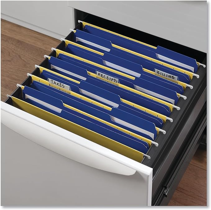 Universal 16161 Colored File Folders, 1/3 Cut Assorted, Two-Ply Top Tab, Letter, Blue, 100/Box