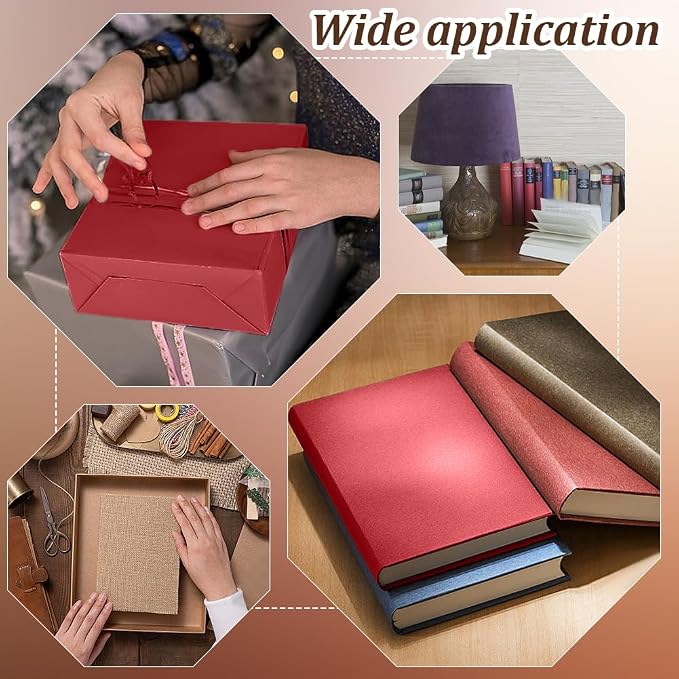 CRASPIRE 51x11.8 Inch Red-Orange Book Cloth Paper Backed for Book Cover Binding Weave Linen Fabric Surface Protector Book Binding Cloth for Adult Scrapbooking Album DIY Crafts