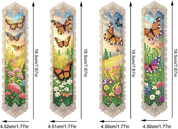 ARTopet 8Pcs DIY Diamond Art Painting Bookmarks with Colorful Butterfly Pendant PET Bookmark Ornament Double Sided Pattern Single Sided Diamond Book Marker Clip Gifts Tags