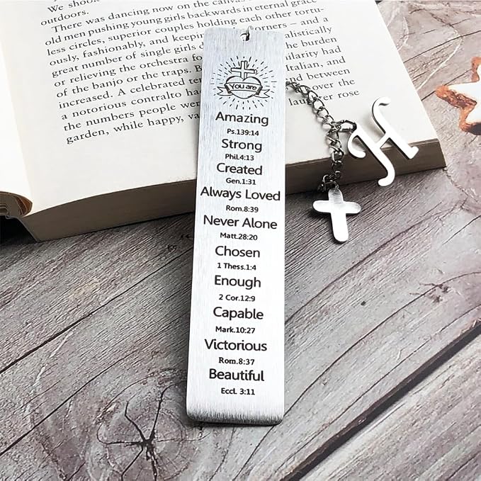 Bible Bookmark for Women Book Lovers Sister Christian Book Marker Gifts for Reader Teens Girls Baptism Birthday Christmas Gift for Coworker Students Bookish Easter Gifts (Silver-H)