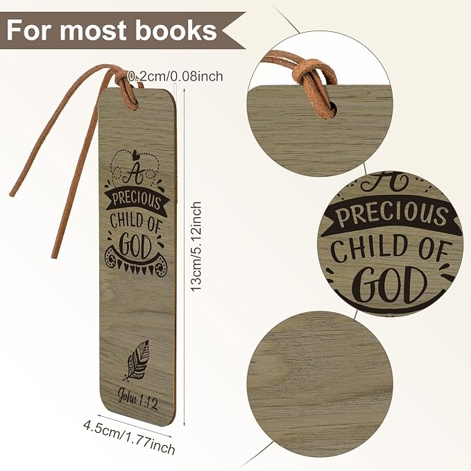 Chunful 20 Pieces Bible Verse Bookmarks Bulk Wooden Christian Religious Scripture Bookmarks Inspirational Gifts for Women Men, Church Gifts, Father's Day & Party Favors, 5 x 2 Inches