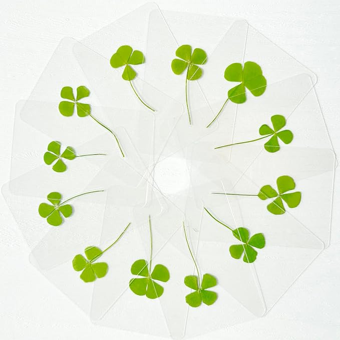12 Sheets Four Leaf Clover Bookmarks - St. Patrick's Day Bulk Gifts, Good Luck Charms for Wallet, Books, or Coworkers, 4 Leaf Clover Lucky Cards for Gifting