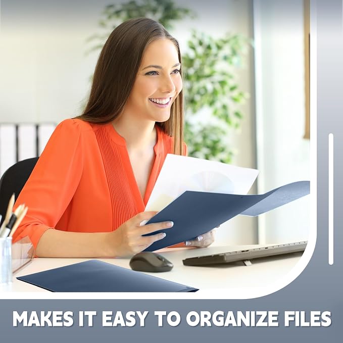 Henoyso 36 Pack Navy Blue Plastic Folders with Clear Front Pockets Heavy Duty File Folders with 2 Pockets and Card Slot for Student Communication School Office Presentation Report