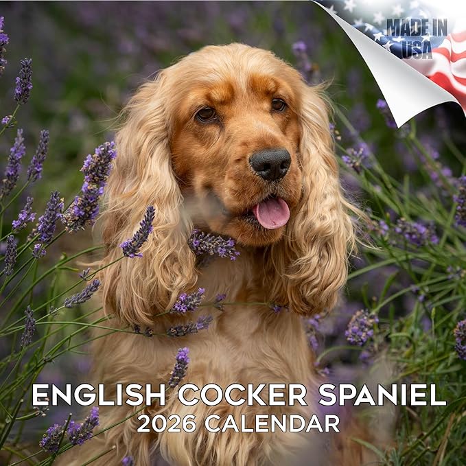 English Cocker Spaniel Calendar 2026 by MegaCalendars – Monthly Dog Breed Wall Calendar, Made in USA