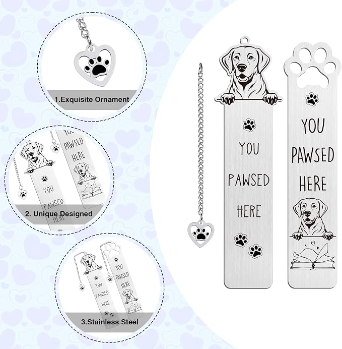 Labrador Funny Dog Bookmark Gift - Shejdgart 2PCS Funny Bookmark for Labrador Retriever Lovers Unique Dog Mom Book Mark Birthday Gifts for Puppy Lovers Bookworm Nerd Women Friends Pet Owners Coworker