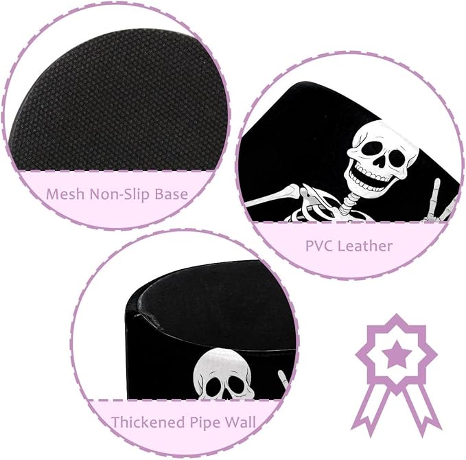Funny Skeleton Pen Holder Pencil Organizer Cute Pencil Cup Desk Decor Makeup Brush Holder PU Multifunctional Office Supplies for Home Classroom School