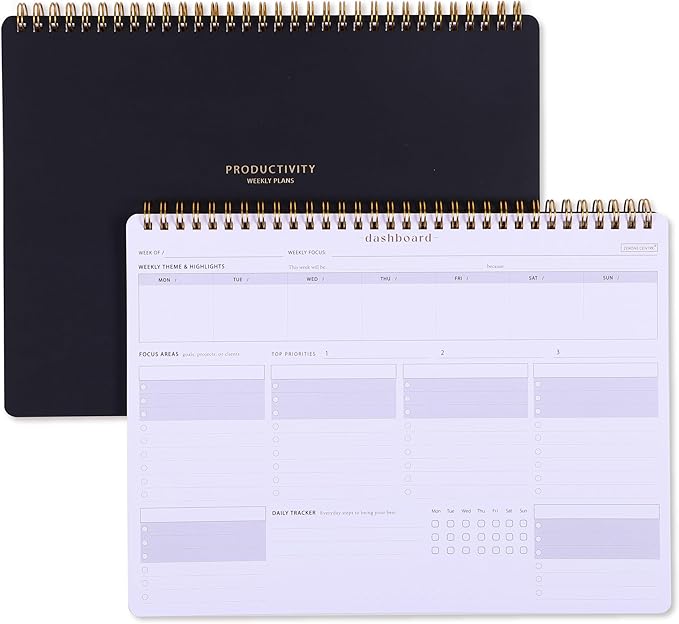 Weekly Desk Planner Monday Start - Dashboard Desk Pad Ideal for Project Manager, Business Owner, Freelancer, and Multitaskers to Achieve Goals - Spiral Productivity Journal