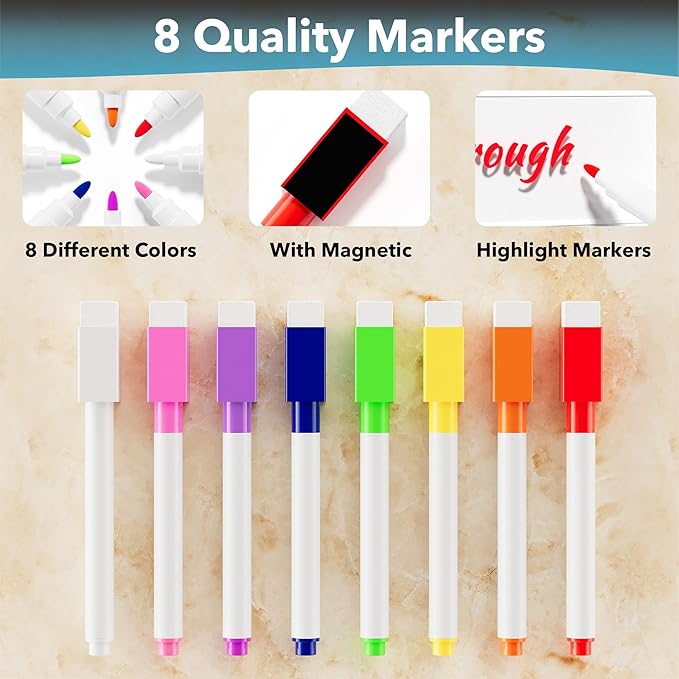 Neatsure Acrylic Magnetic Dry Erase Board for Fridge, Clear Whiteboard for Refrigerator, Notepad Memo to Do/Grocery List White Board, w/ 8 Colors Markers, 12"x9"