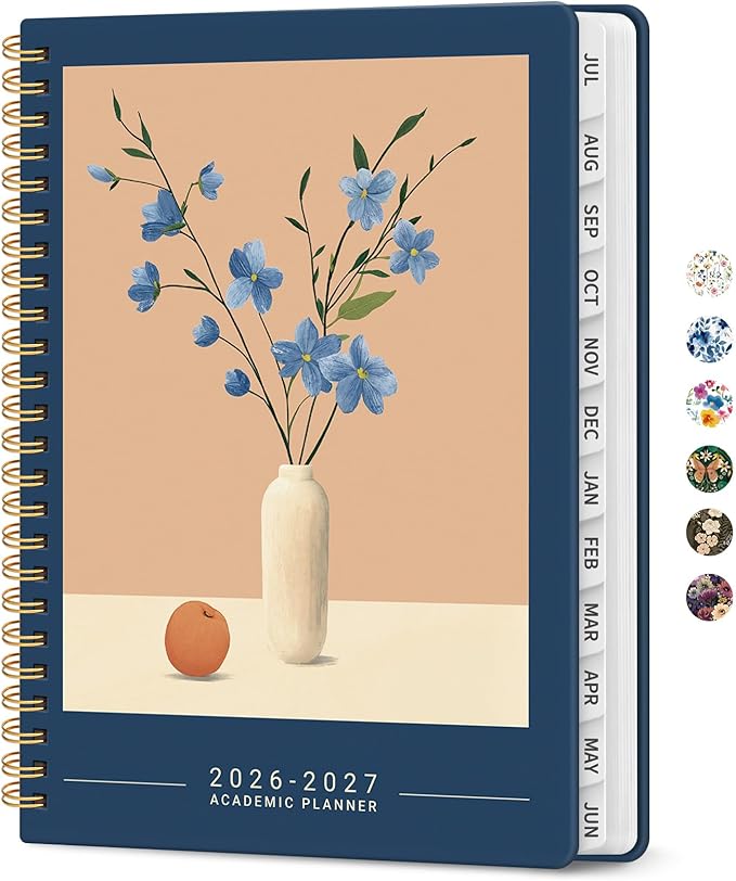 Planner 2026-2027, Academic Year Monthly and Weekly Calendar Planner, Jul 2026 - Jun 2027, Hardcover Teacher Student Planning Agenda book with Tabs, Perfect for School Office Supplies, 6.3" x 8.5" - Soft Balance