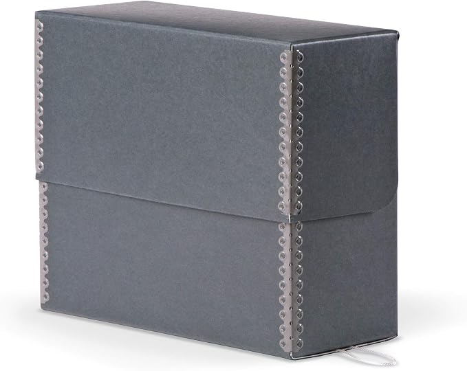 Gaylord Archival Blue/Grey Document Storage Box with Flip-Top Lid - 5W x 15 1/4L x 10 1/4" H
