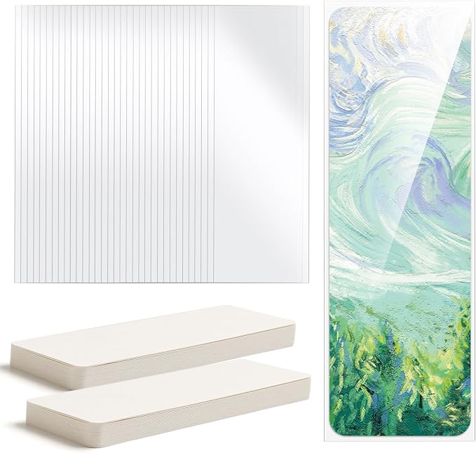 50 Pcs Watercolor Bookmarks & 50 Pcs Bookmark Laminating Pouches 1.9 x 5.9 inch Blank Bookmarks to Decorate,Watercolor Cards for Paint, Photos, Gift