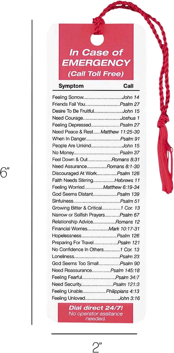 Dicksons in Case of Emergency Bible Verses 2 x 6 Cardstock Tassel Bookmark Pack of 12
