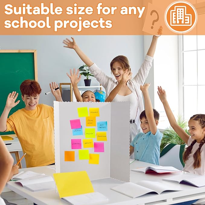 Ctosree 60 Pcs Tri Fold Poster Board Bulk, Science Fair Project Display Paperboard, Single Wall,Lightweight Presentation Board (36 * 48inch,White)