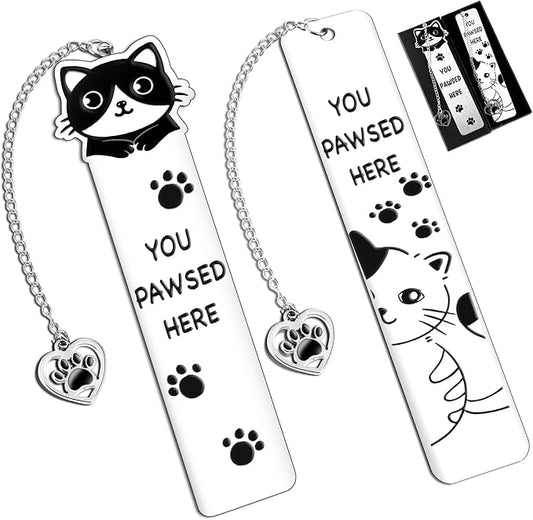 Cat Gifts for Women Men Funny Bookmarks Bulk Cat Paw Bookmarks for Book Lovers Cat Lover Cute Metal Book Mark Set Birthday Gifts for Reader Coworker Friends Adults Cat Owner Lover Reading Accessories