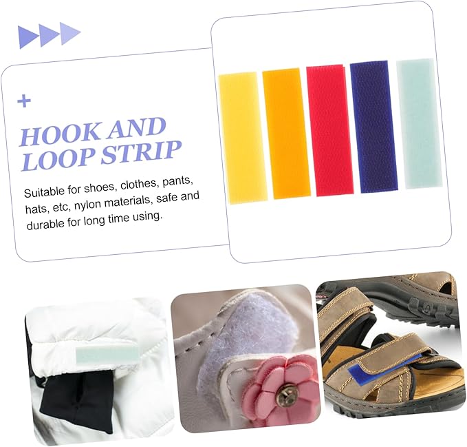 NUOBESTY 50pcs Adhesive Strips Hook and Loop Tape for Shoes Clothes Hats Double-Sided Adhesive Tapes