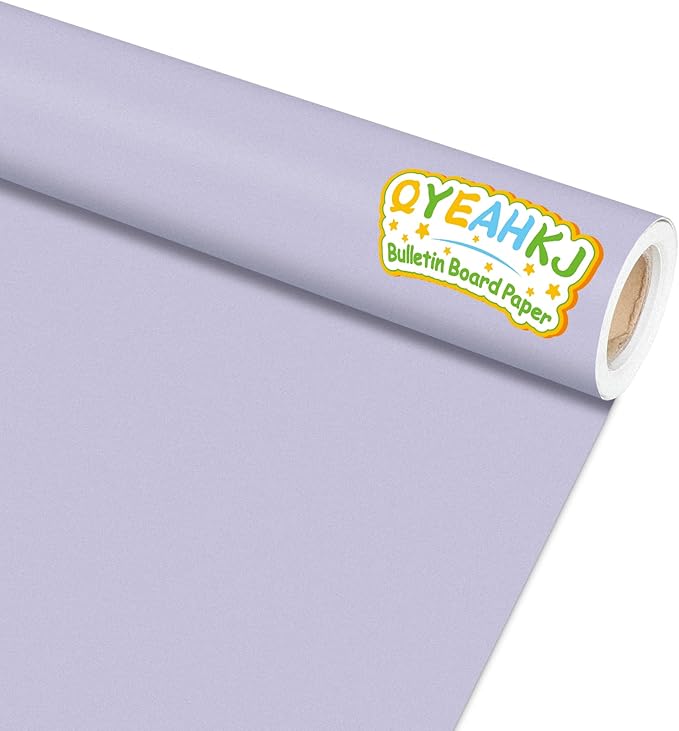 Light Purple Bulletin Board Paper Roll Lavender Bulletin Board Background Paper Back to School Classroom Decoration Poster for Art Craft DIY Projects Home Office Classroom Party Supplies 17.7in x 20ft
