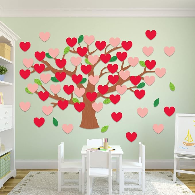 Pajean Valentines Day Bulletin Board Decorations Valentine Classroom Tree Bulletin Board Set January Cutouts Classroom Tree Wall Decor (Vivid Style)