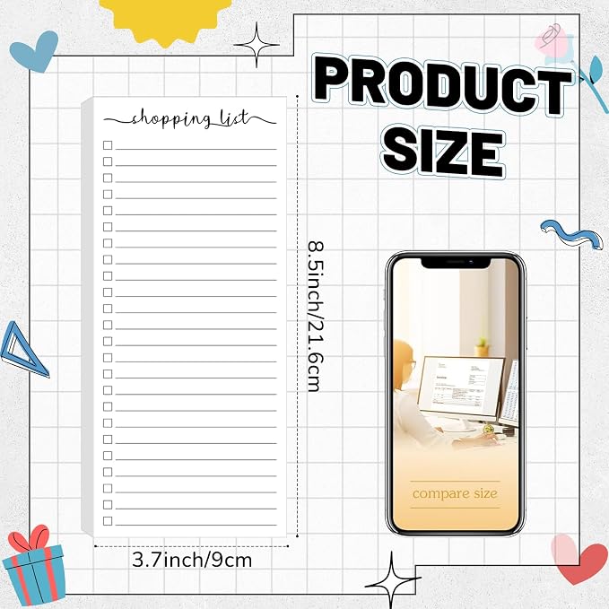 Censen 10 Pack 500 Sheets Shopping List Notes Daily Checklist Notepads with 50 Sheets Each Undated Memo Pad Color Block Shopping List Pad Weekly Plan Notepad Organizer Planners(White)
