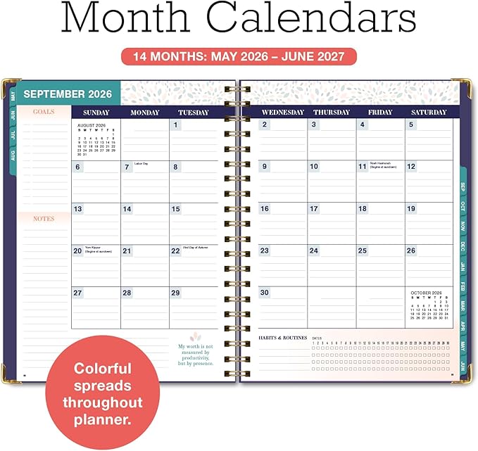 FAMILY PLANNER ORGANIZER – 8.5" x 11" Weekly & Monthly Calendar (May 2026-Jun 2026). 5+ People, Meal Planning, Budgeting, Habit Tracker – Hardcover, Household Schedule Organizer for Parents, Kids, & Caregivers (Small Navy Floral)