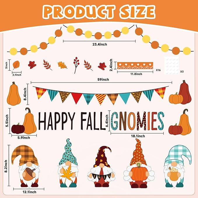 Thanksgiving Bulletin Board Decorations Fall Gnomes Bulletin Board Set Maple Leaves Paper Cutouts Autumn Pumpkin Thanksgiving Cutouts for School Classroom Supply Home Wall Decor
