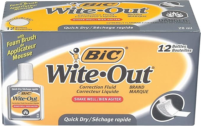 BIC Wite-Out Quick Dry Correction Fluid (pack of 12)