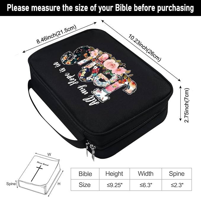 Bible Bags for Women Bible Study Supplies Book Covers with Zipper for Journaling, Bible Cover Case for Men, Organizer Tote Carrying Case with Strap Church Bags for Woman