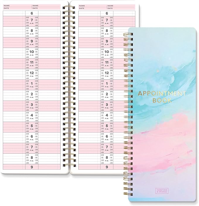 S&O Appointment Book with 15 Minute Slots - Daily Hourly Daybook 6AM to 9PM - Salon session journal - meeting organizer, Regular Schedule Book - Two-Column Day Planner with Hourly Plan, 2026 +