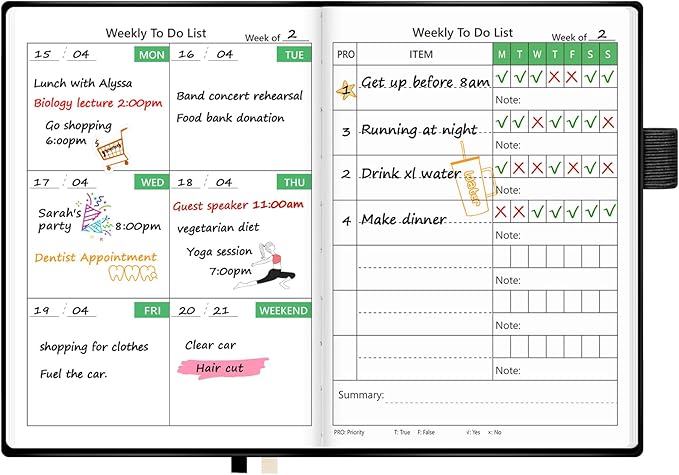 UpUDo Weekly Planner with Calendar, 160 pages Habits Tracker Journal Organizers-4.3"x5.8" Portable Notebooks