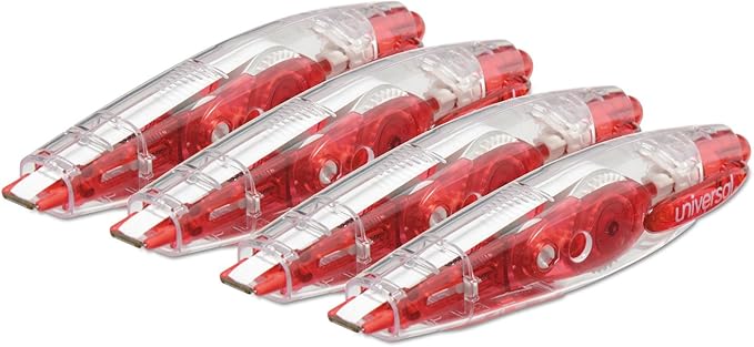 Universal 75605 Retractable Pen Style Correction Tape, 1/5-Inch x 236-Inch, 4/Pack