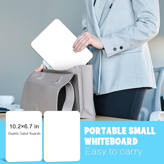 Small White Board Dry Erase, 16 Packs Double Sided Mini Whiteboards with 8 Markers and 8 Erasers 7'' x 10''