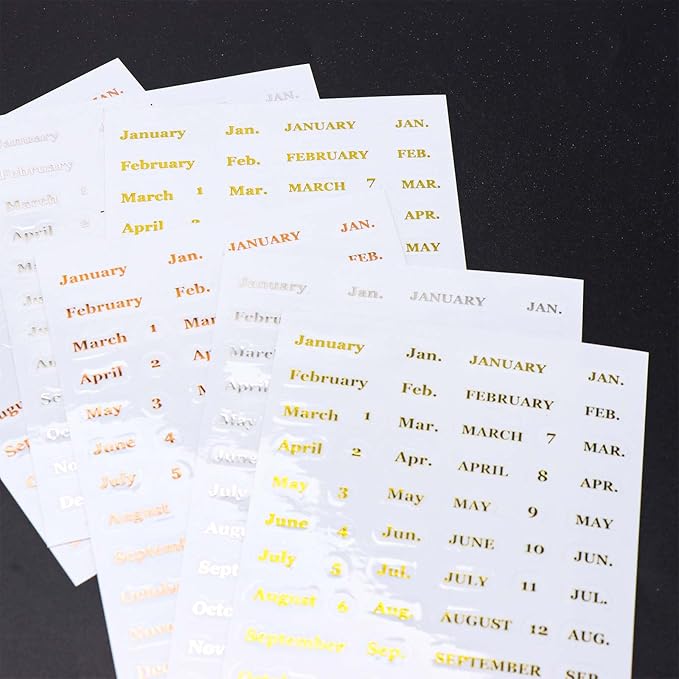 AxeWoodz 6 Sheets Foil Monthly Tab Stickers Colorful Monthly Planner Stickers 12 Months Label Sticker Waterproof Index Sticker