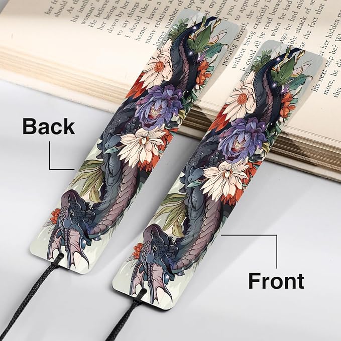 Cool Dragon Bookmarks Gifts - Funny Stainless Steel Metal Bookmark Unique Book Marks for Men Boy Women Friends Book Reading Lovers Fathers Day Birthday Graduation Gift
