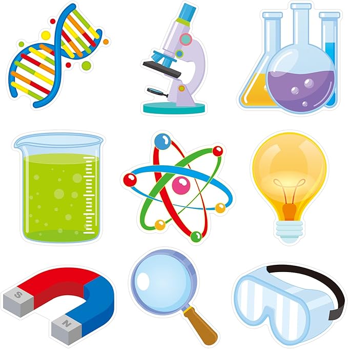 45 Pcs Science Cutouts Science Lab Accents Scientific Cut-Outs for Party Classroom Scientist Bulletin Board Craft Home Office Wall Decoration