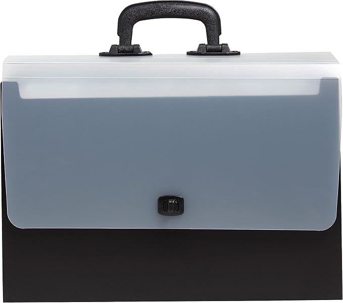 Staples Expanding Case File, 26‑Pocket Accordion Organizer, Legal Size, Heavy‑Duty Poly Construction with Carry Handle, Black
