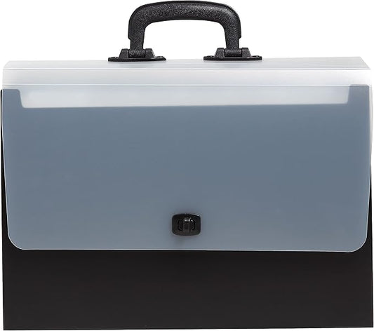 Staples Expanding Case File, 26‑Pocket Accordion Organizer, Legal Size, Heavy‑Duty Poly Construction with Carry Handle, Black
