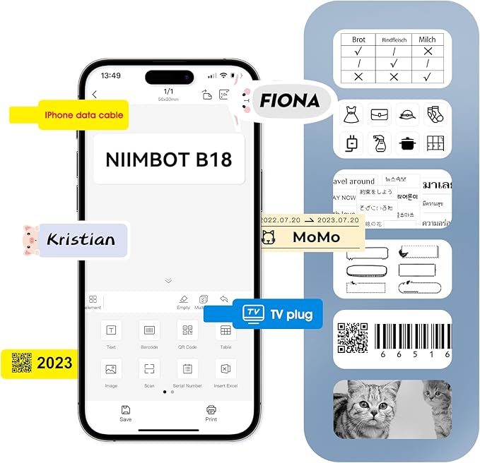 NIIMBOT Thermal Transfer Cable Labels 0.49" x 4.29", Only for N1(B18) Label Maker, PET Material, Waterproof and High-Temperature Resistance, Long Storage Time, 1 Roll of 60, Green