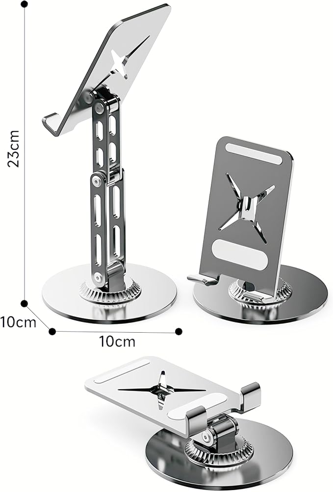 Cell Phone Stand for Desk - [Height Adjustable] Foldable Phone Holder, Portable Stand for iPhone 17 16 15 14 13 12 11 Pro Max Plus Air, Galaxy S25 S24, Telephone, Office Accessories, Silver