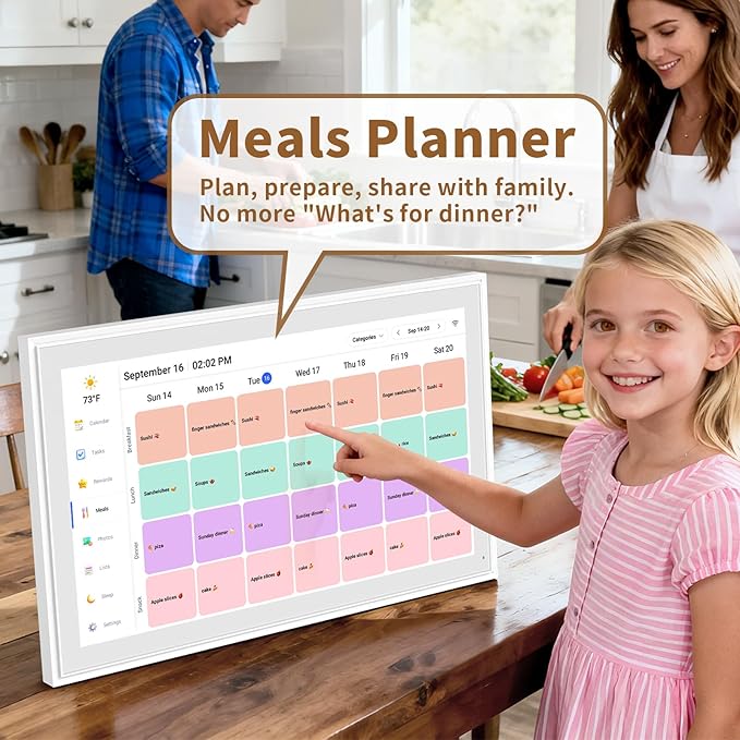 Canupdog 21.5 Inch Digital Calendar, Electronic Planner & Chore Chart with 1920x1080P IPS Touchscreen, Task Rewards System, Interactive Display for Family Schedules Gifts for Women Mom