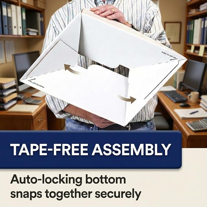 BOX USA Boxes with Lids and Handles (36-Pack) - File Storage Boxes for Office Supplies, Book Storage, Moving, and Packaging, Fits Letter and Legal Paper, Removable Lid