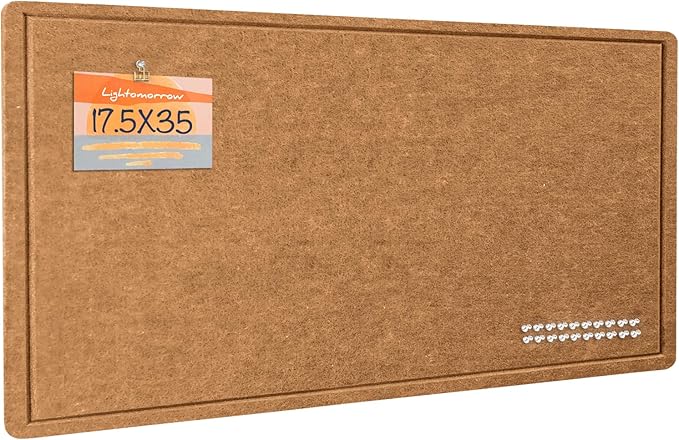 Lightomorrow Bulletin Board, 35 x 17 1/2 inches Felt Board - Decorative Pin Board, Cork Board Alternative for Wall, Foldable Self-Adhesive Vision Board Prayer Board with 20 Pushpins-Apricot