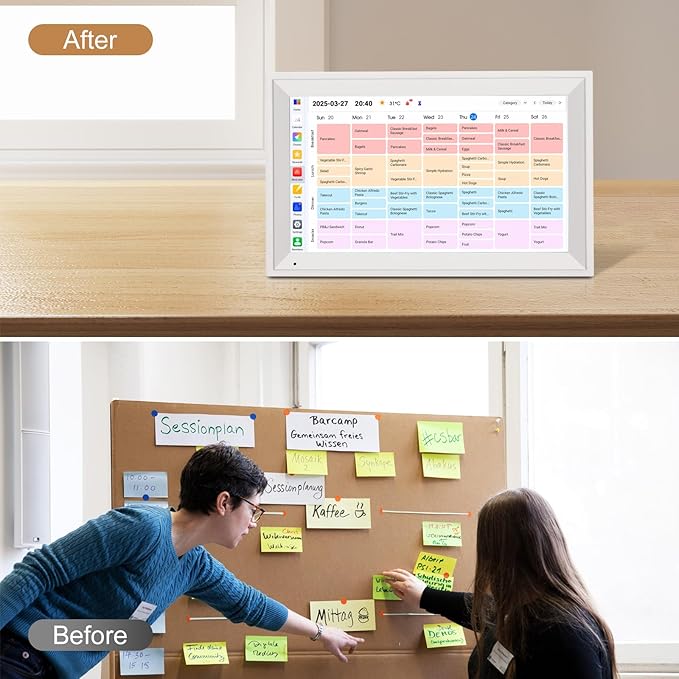 15.6" Smart Family Calendar Wall Display, Touchscreen Digital Planner with Chore Chart & WiFi Sync, Interactive Home Organizer for Schedules, Tasks & Meal Planning
